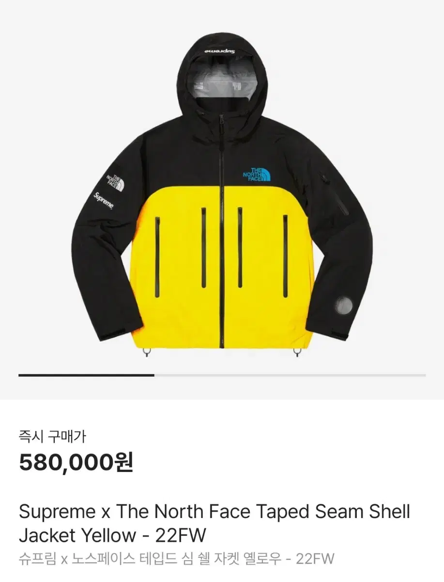 22fw슈프림 노스페이스 taped seam shell 고어텍스 자켓