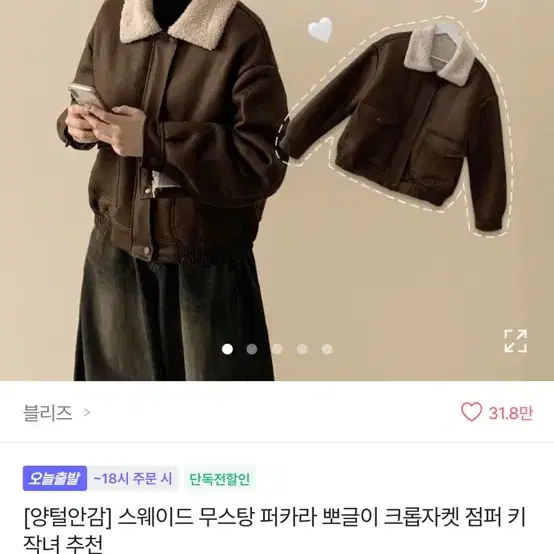 에이블리 스웨이드 무스탕 퍼카라 뽀글이 크롭자켓