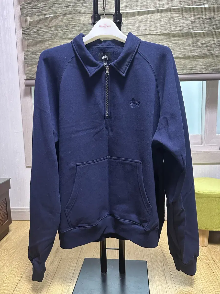 [XL]Stussy Vahn Zip-Up Zip Neck T-Shirt in Navy