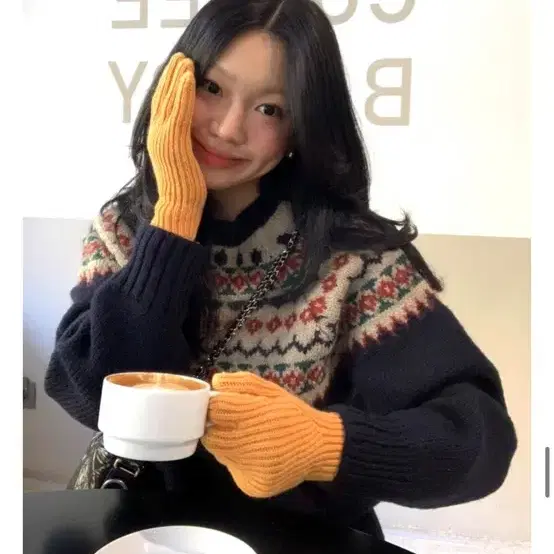 셀리앤리옹 Winter jacquard knit 네이비 노르딕 니트