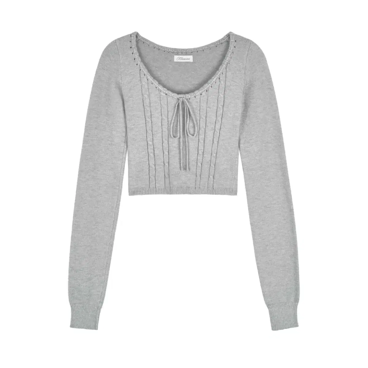 새상품) 클리시어 Churro cable ribbon knit, Gray