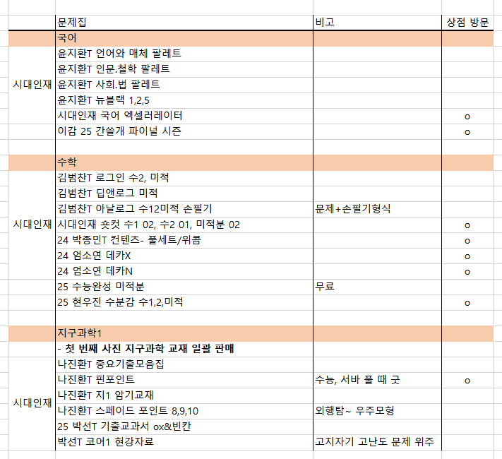 [일요일까지] 2025 시대인재 컨텐츠 처분합니다