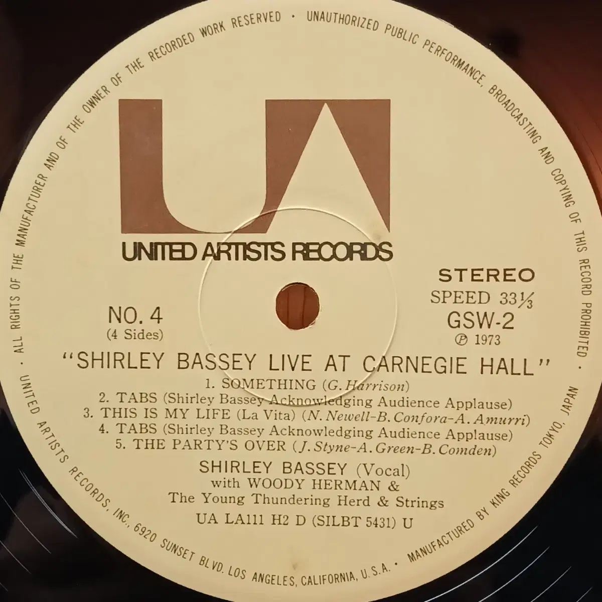 [JAZZ] SHIRLEY BASSEY LIVE 더블 LP