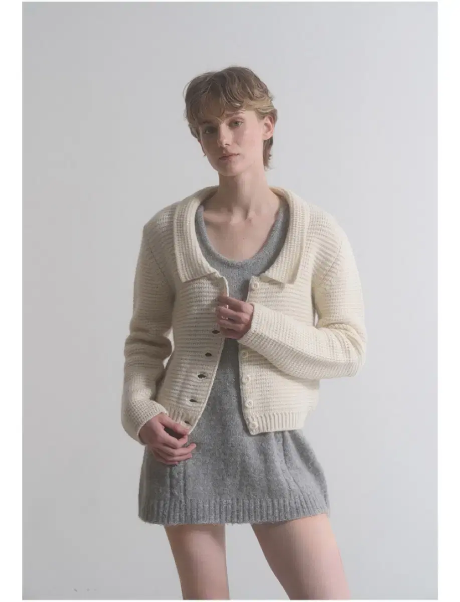 더히어 바이무드 Scotland Wool Collar Cardigan