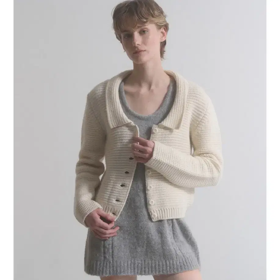 더히어 바이무드 Scotland Wool Collar Cardigan