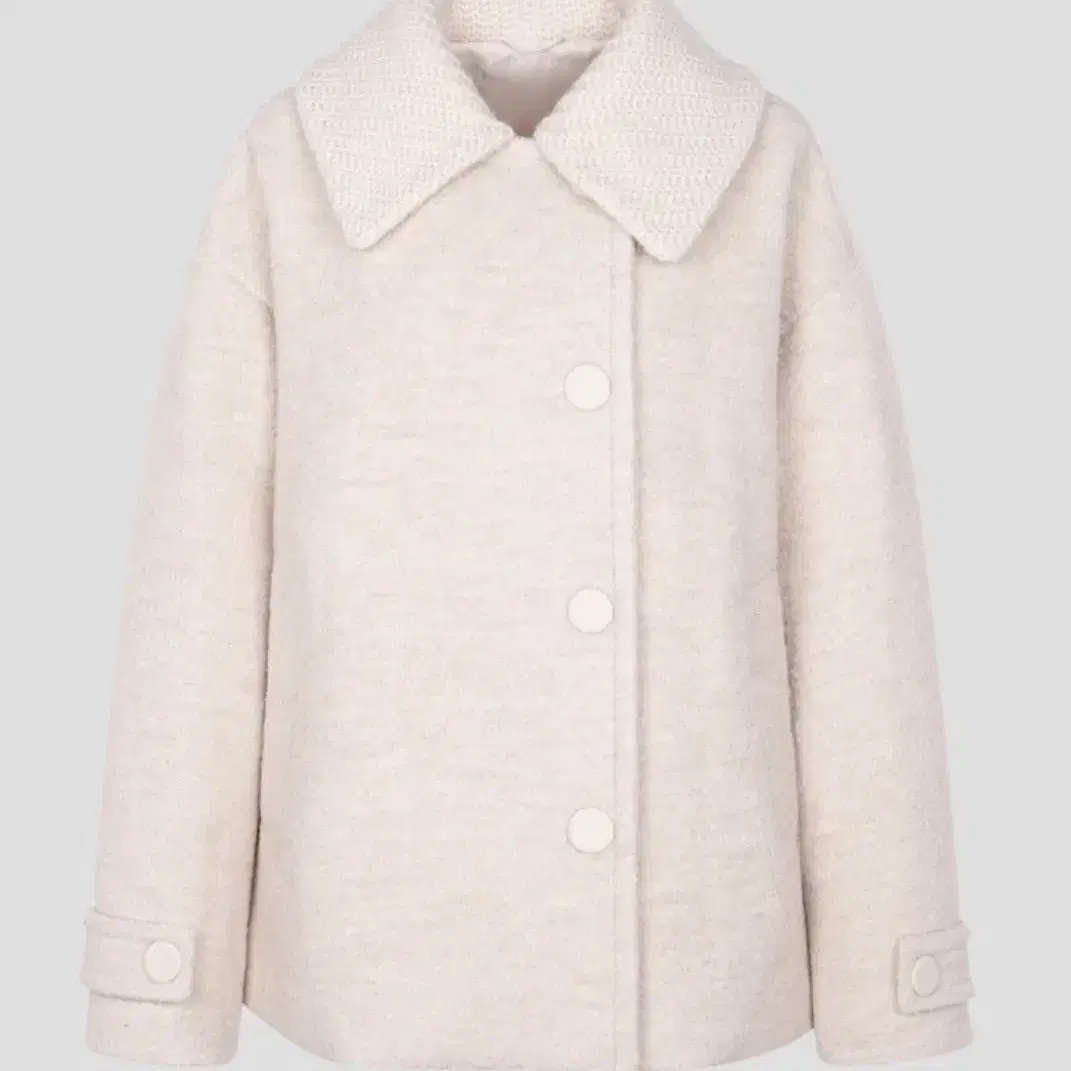 비이커 knit collar baby alpaca coat - ivory