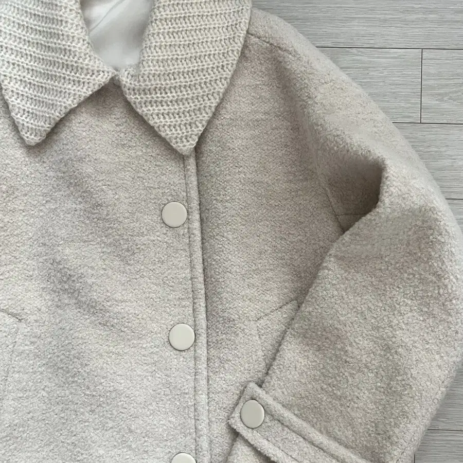 비이커 knit collar baby alpaca coat - ivory