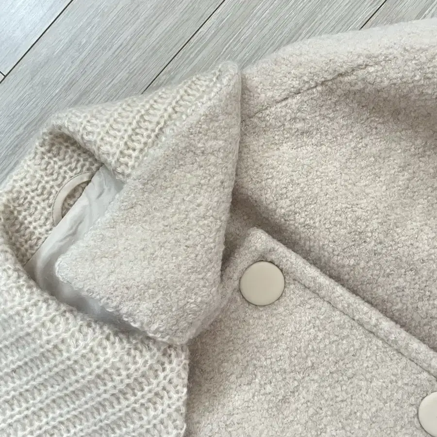 비이커 knit collar baby alpaca coat - ivory