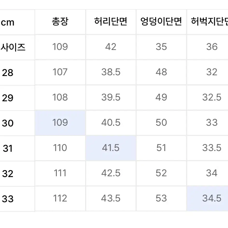 블랙 인페르노 31 사이즈