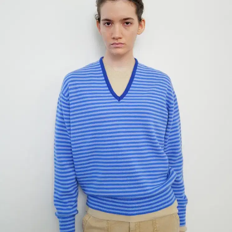 문달 moondal Risca Knit in Blue Stripe