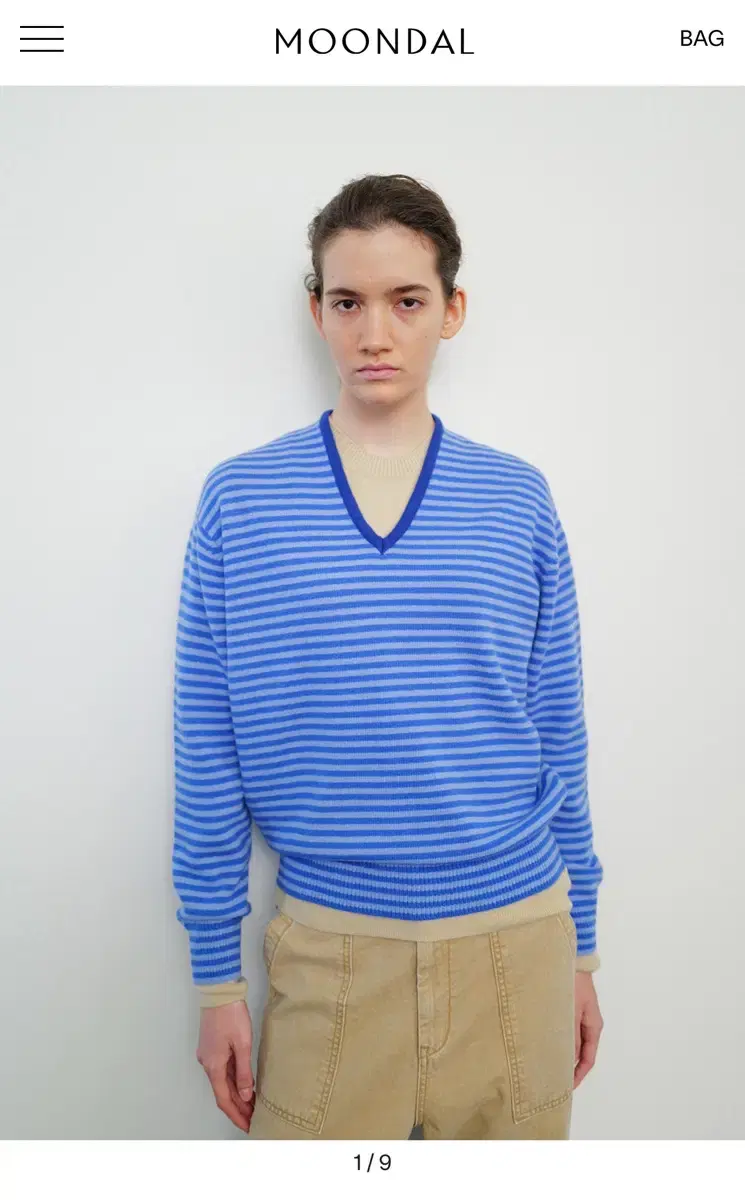 문달 moondal Risca Knit in Blue Stripe