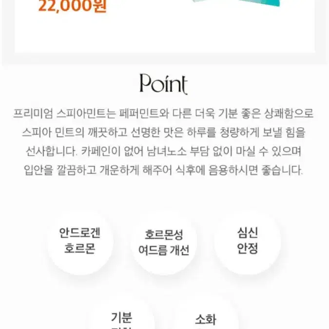 새상품) 시크리티 스피아민트 15 티백 허브차 여드름 기분 소화 생리