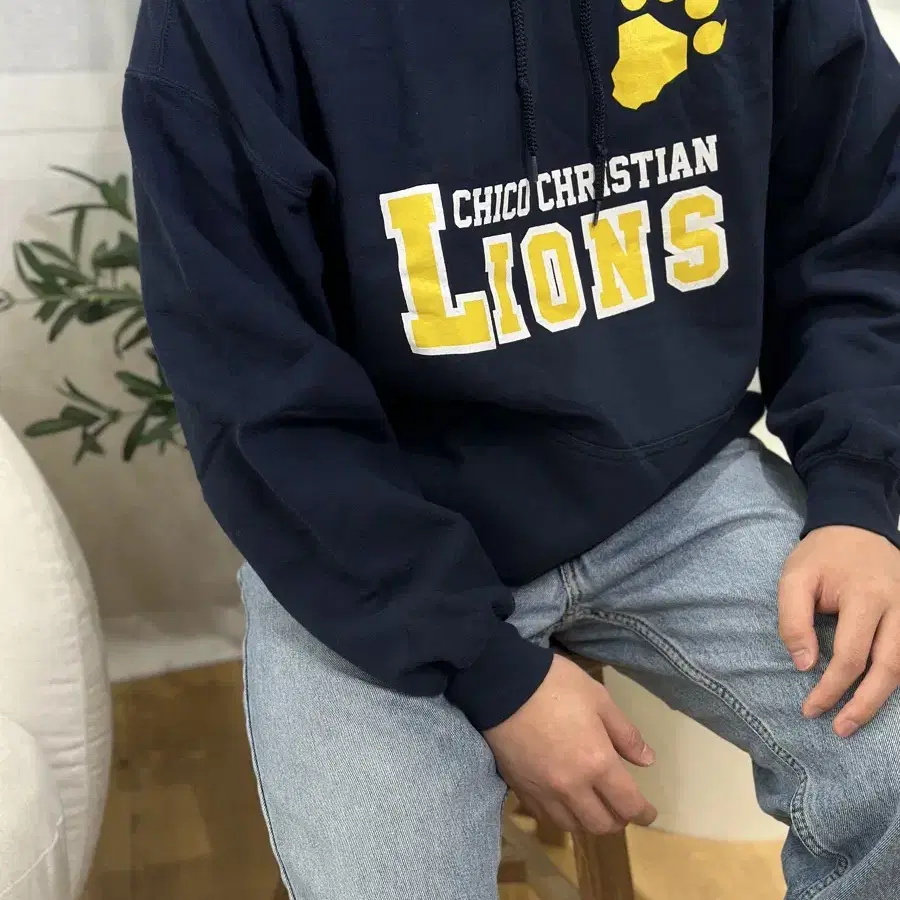 [XL] Gildan 길단 Lions 네이비 후드 티셔츠