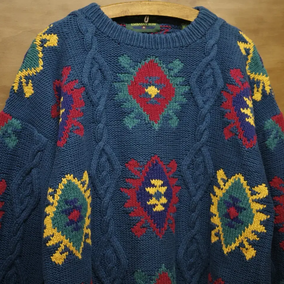 90s Vintage Aztec Pattern Cotton Knit