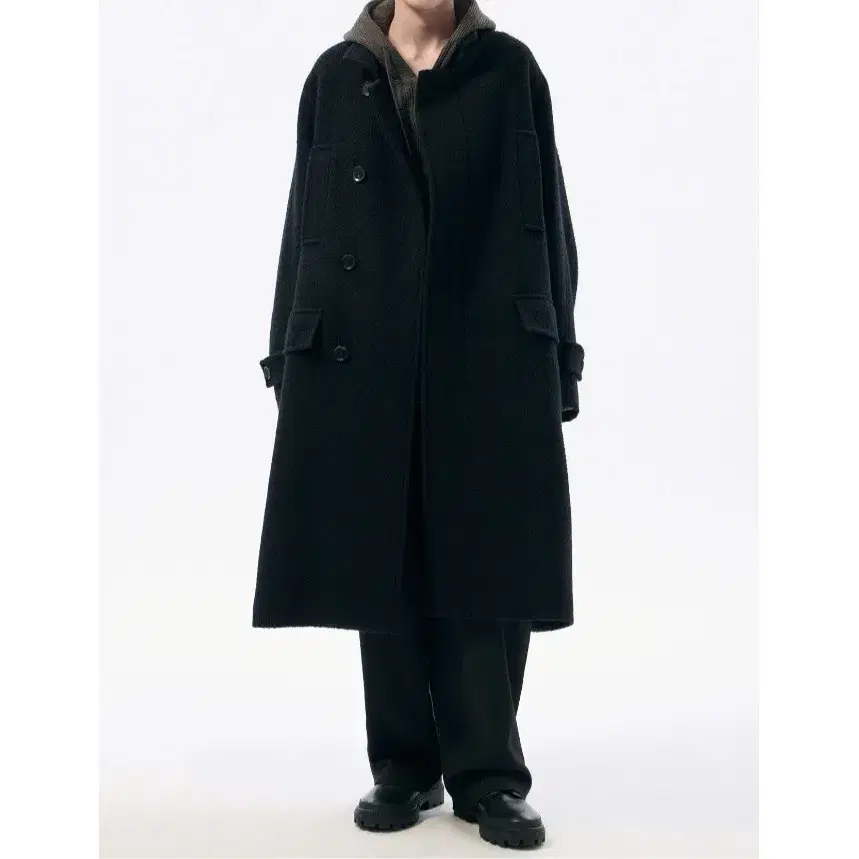 24FW커스텀멜로우 Black Wool Band Collar Coat