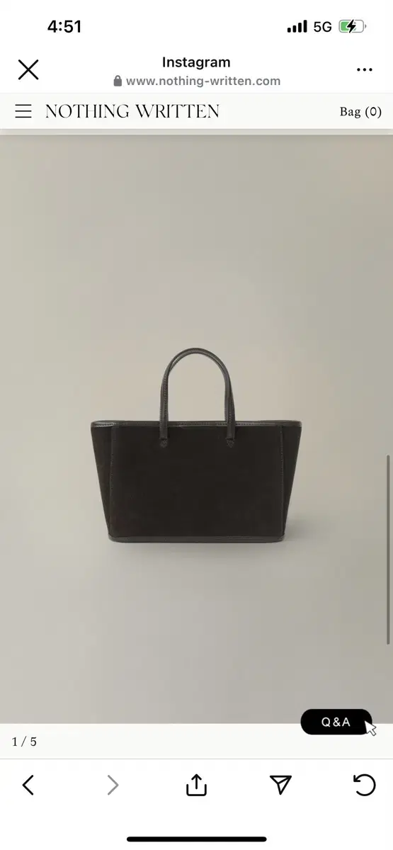 낫띵리튼 Ain suede tote bag (Brown)