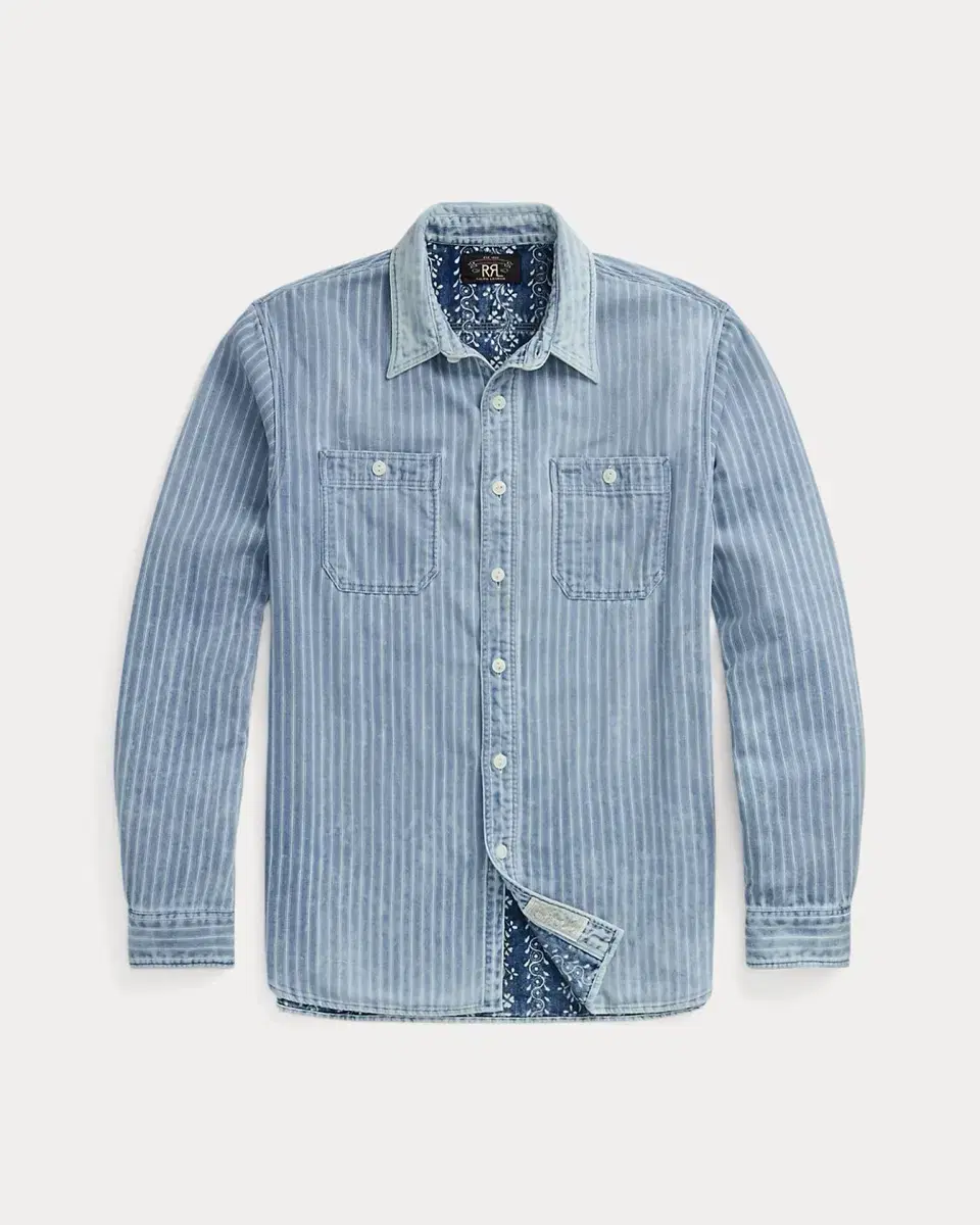 [M] RRL Double L L Indigo Stripe Double Facework Shirt