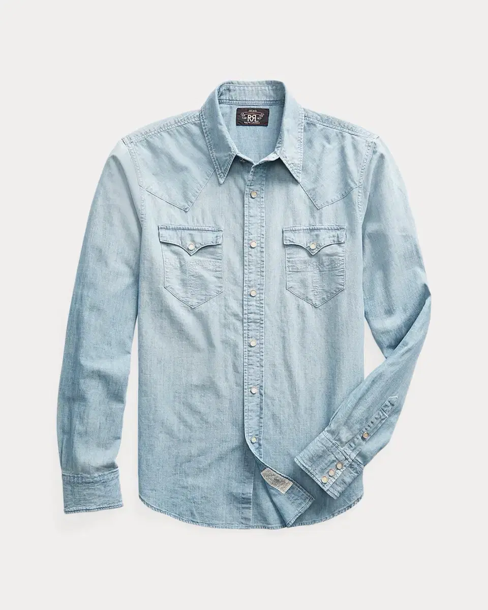 [M] RRL Double-Layered Slim Chambray Western Shirt