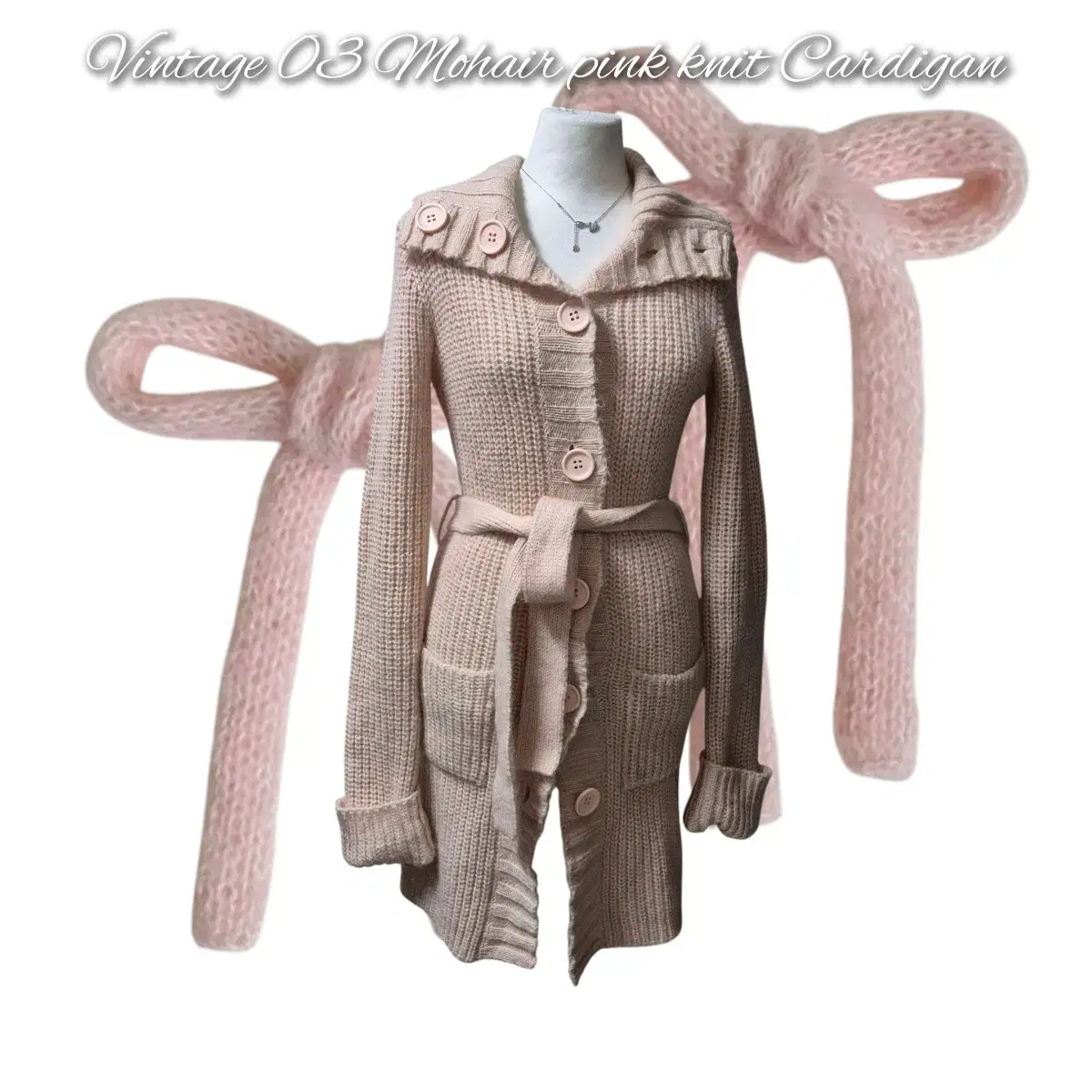 Vintage 03 Mohair pink knit Cardigan