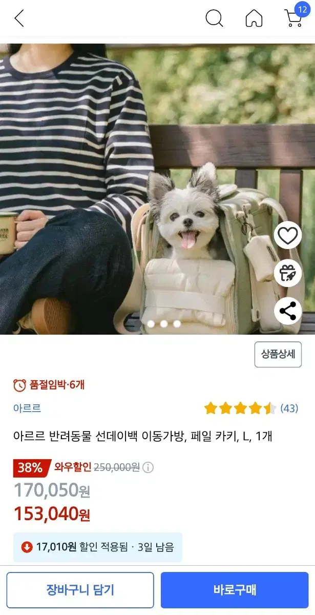 아르르 강아지 이동가방