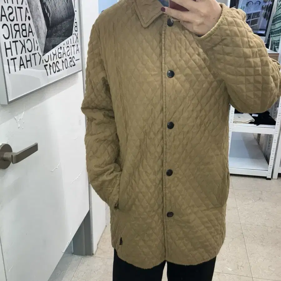 (M) Barbour 바버 퀄팅 하프 자켓 베이지