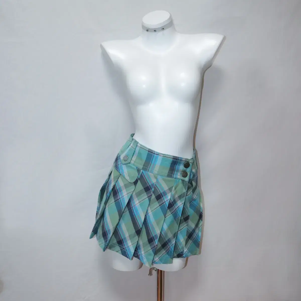 Check pleats wrap skirt