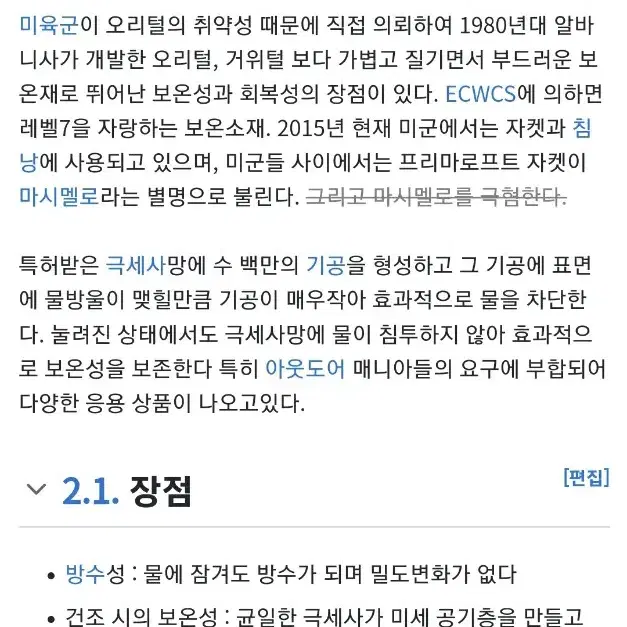 코오롱 100 라지 코롱 등산복 자켓 캠프 프리마로프트 웰딩 방풍 방한