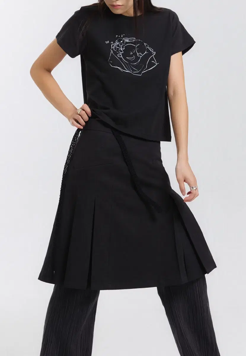 Kyoho SIDE PLEAT SKIRT BLACK