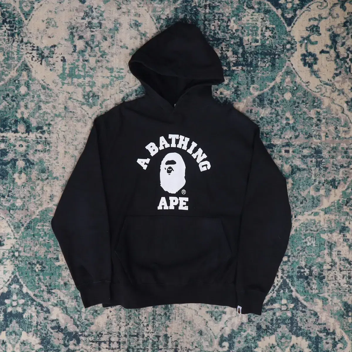 BAPE 베이프 컬리지 로고 90S 후드티셔츠 블랙 M