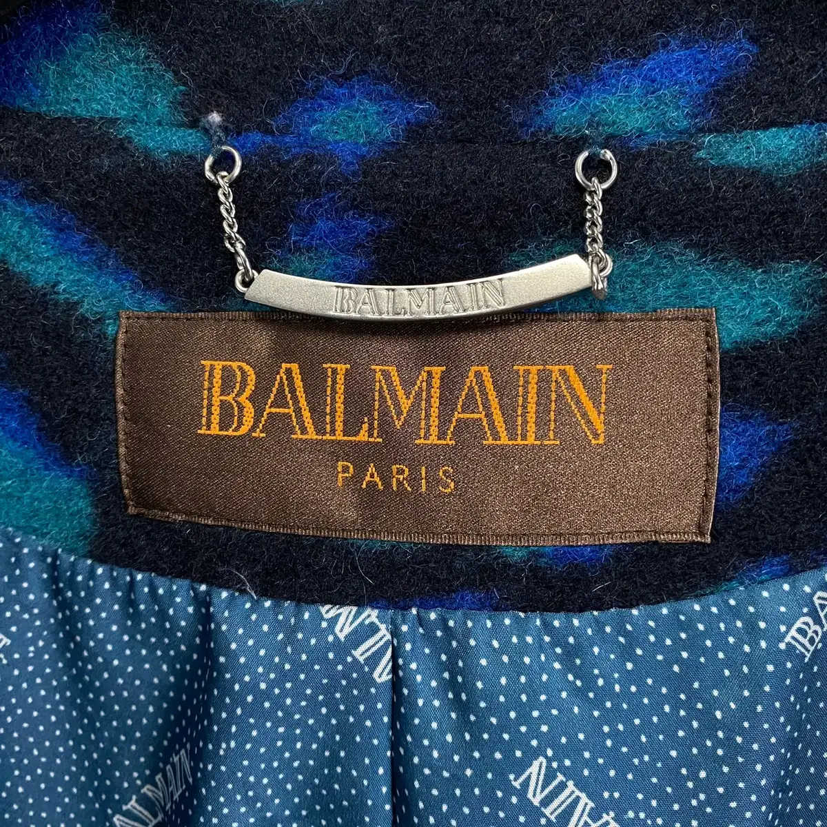 빈티지 BALMAIN PARIS 폭스 퍼 후드 패턴 코트