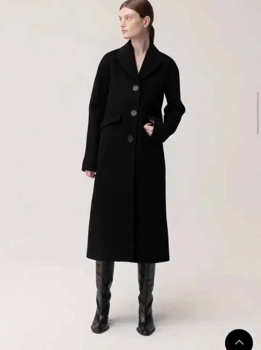 킨더살몬 fine wool shaped coat black