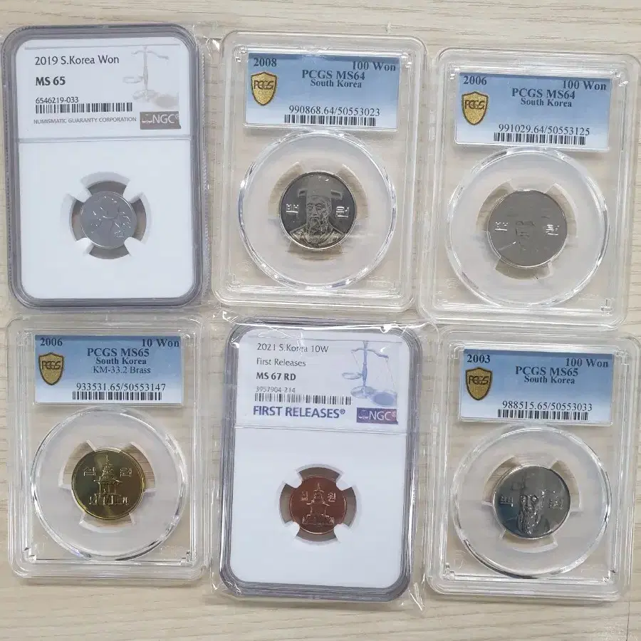 한국 의주화 미사용 동전 주화  NGC PCGS  6개