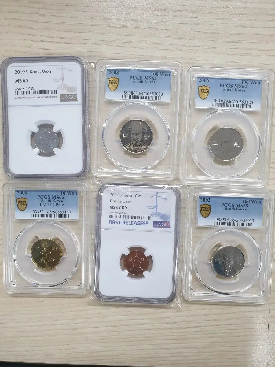 한국 의주화 미사용 동전 주화  NGC PCGS  6개