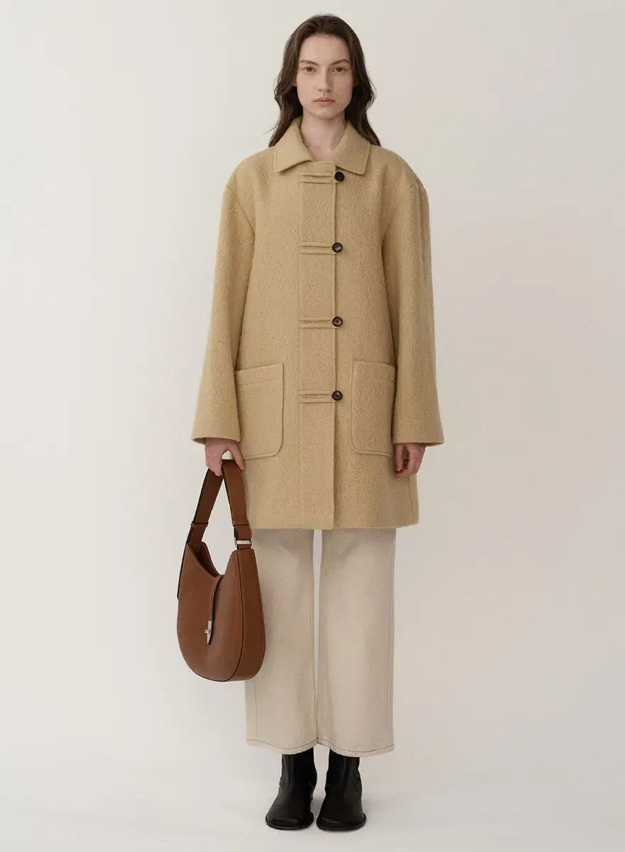 Alpaca Jeanne Half Coat Camel