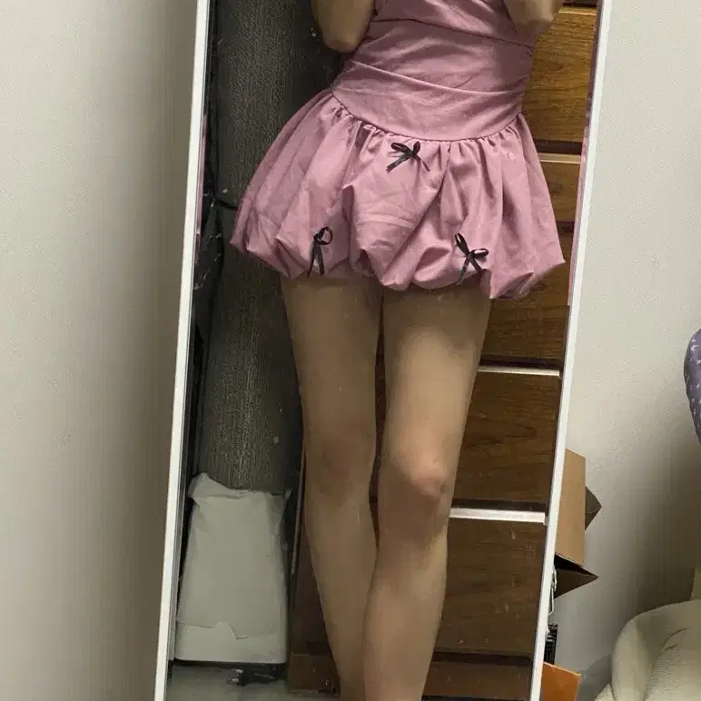 Balloon dusty pink mini dress