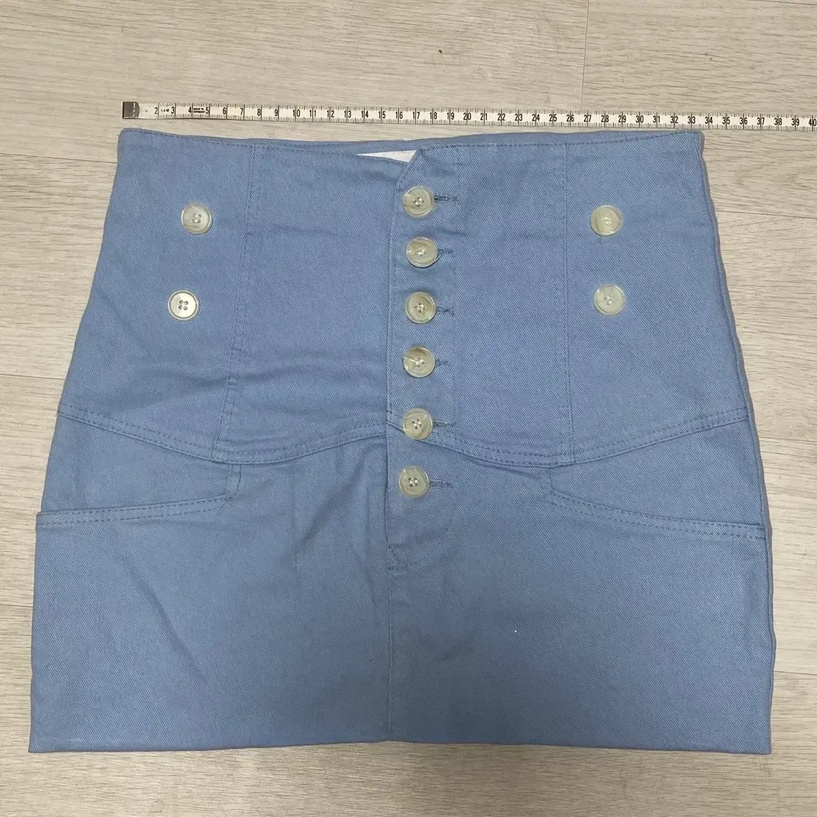 Sky blue denim high waist mini skirt poc