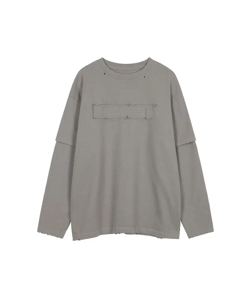 [DEINET]fake layered damage sweat shirts