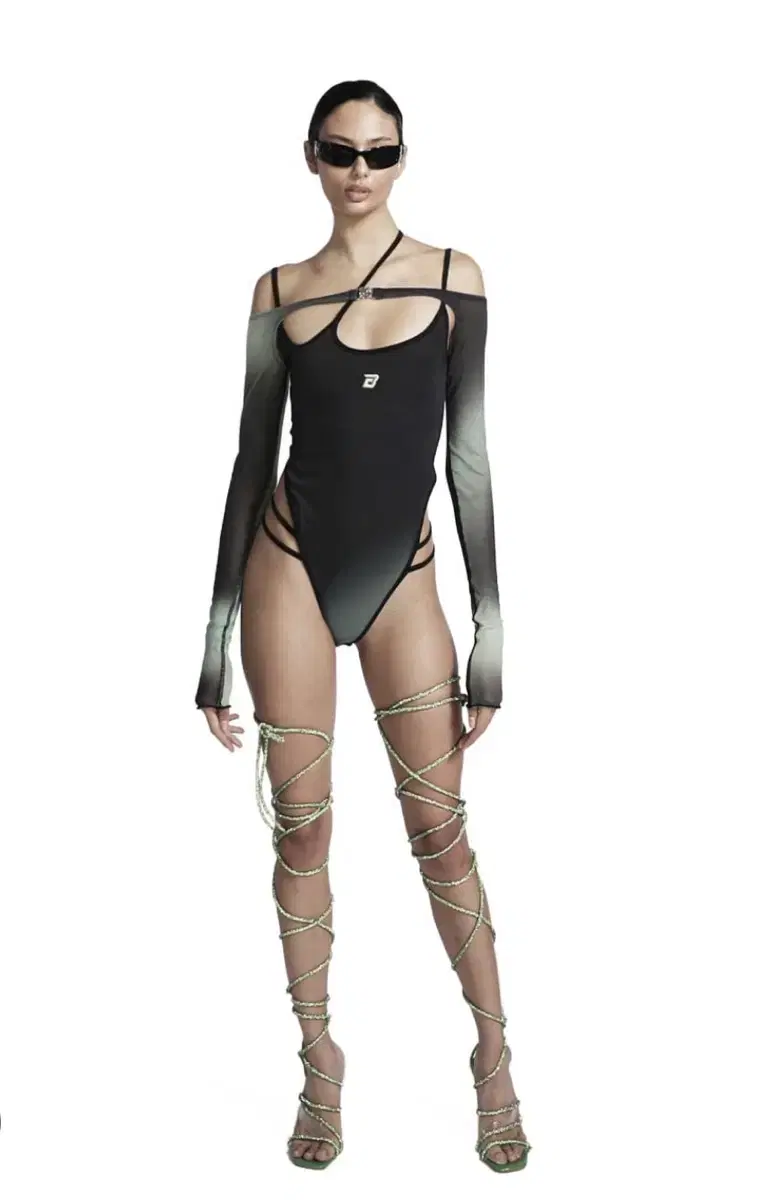 Bad Blood Halo Multi-String Bodysuit/Off-Shoulder Shrug