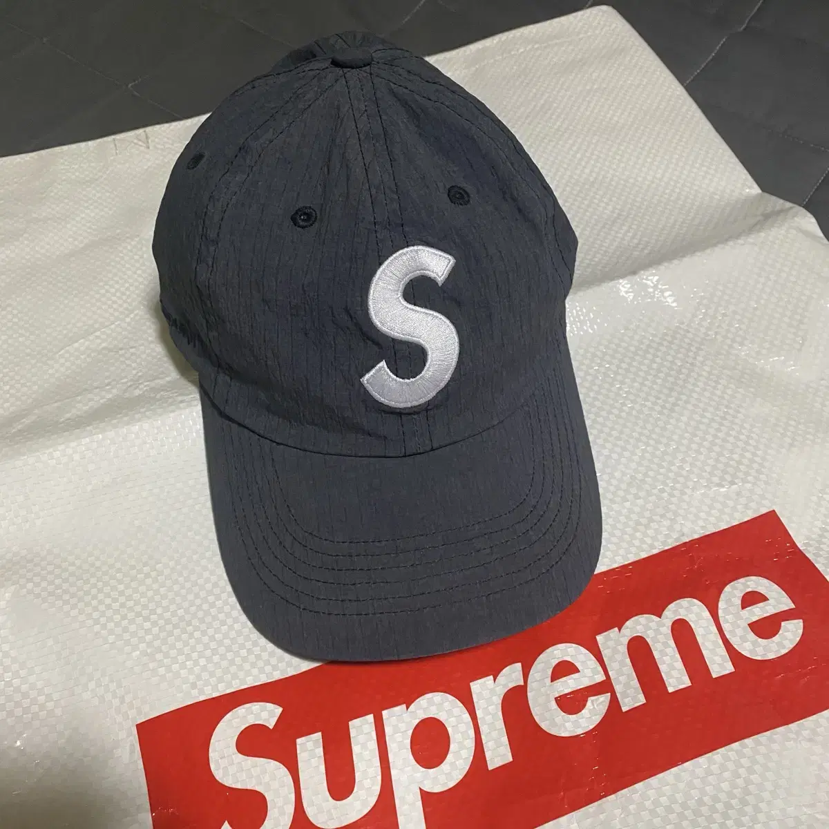 슈프림 코듀라 립스탑 S 에스 로고 6패널캡 캠프캡 Supreme 모자