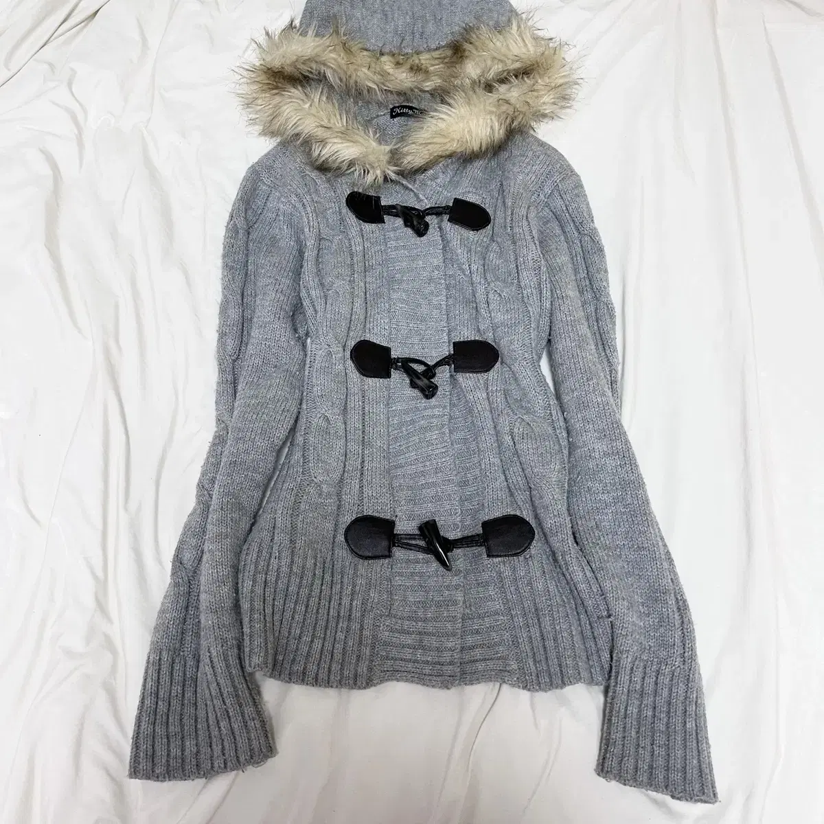 Gray knit hoodie