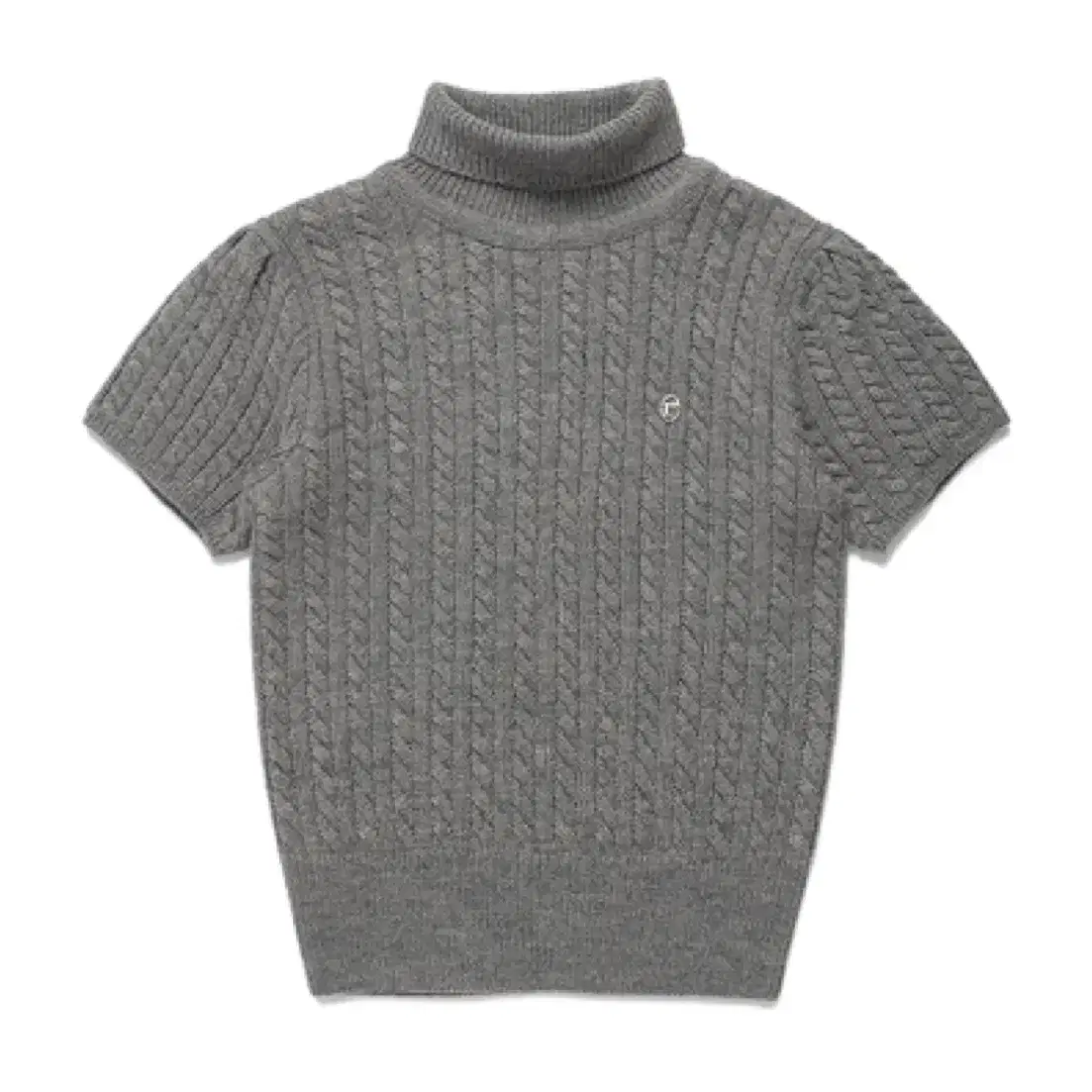 로라로라 WOOL CABLE HALF SLEEVE KNIT GRAY