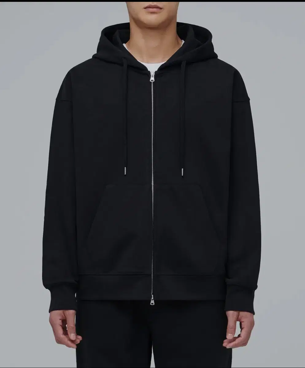 Solid heavyweight oversized hooded zip-up black size M