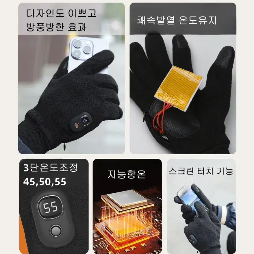 (무료배송)usb충전식 손난로 발열장갑 장갑 3단온도조절 라이딩/아웃도어