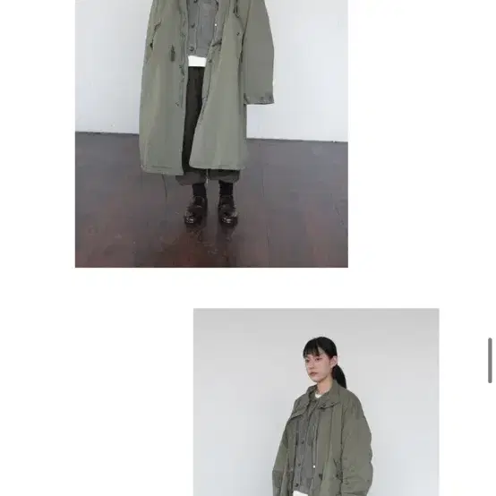 로컬맨션 over fit safari long jacket 카키/블랙