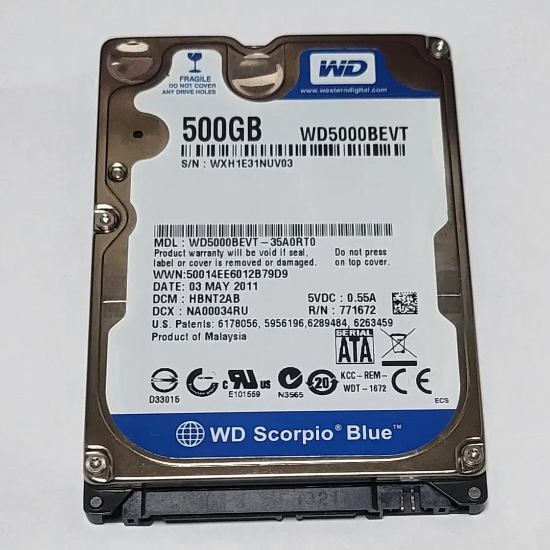 2.5인치 노트북 HDD 500GB 7천원에 팝니다.