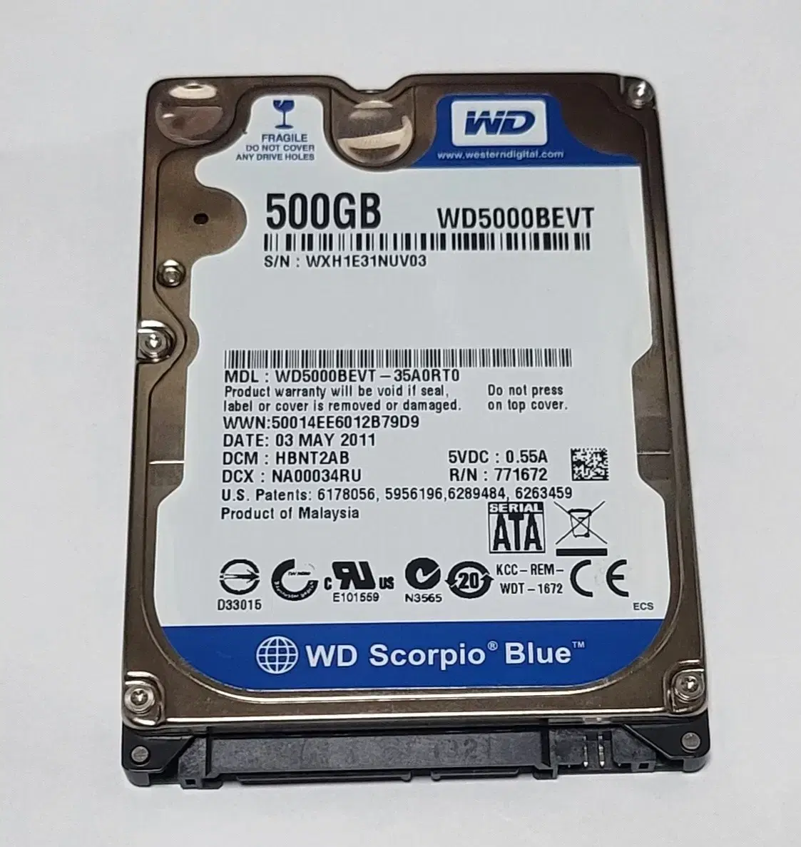 2.5인치 노트북 HDD 500GB 7천원에 팝니다.