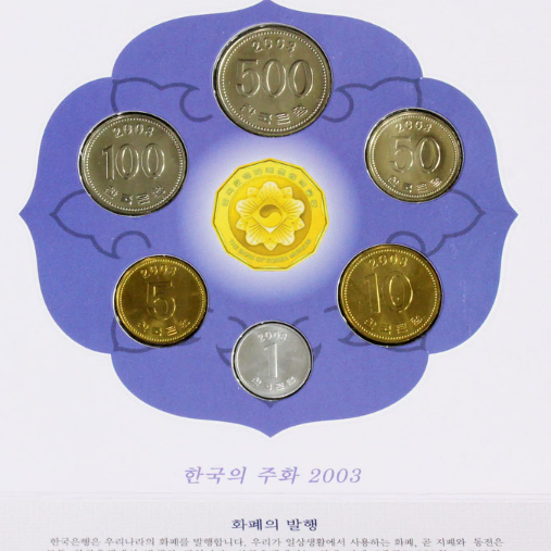 (완전미사용) 한국은행 2003년 민트 6종 주화 셋트 흑점 없음 A급