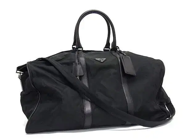 Prada Testo Rina Nylon Boston Bag Travel Bag Black Shoulder Strap