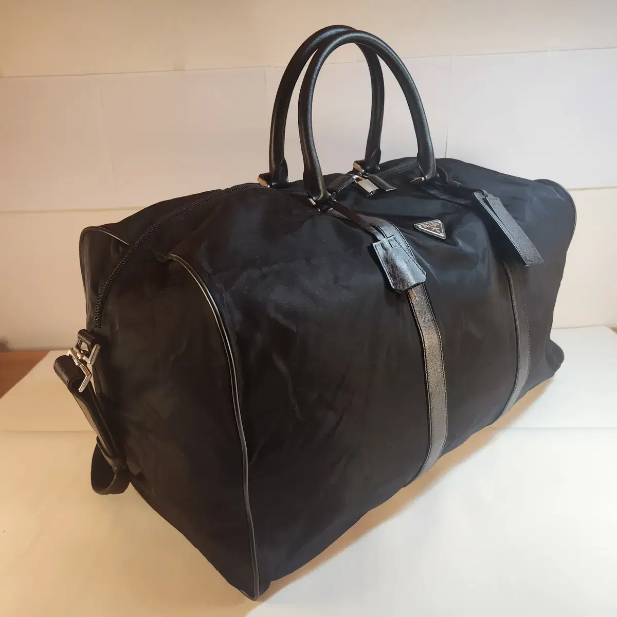 Prada Testo Rina Nylon Boston Bag Suitcase Black Shoulder Strap 14