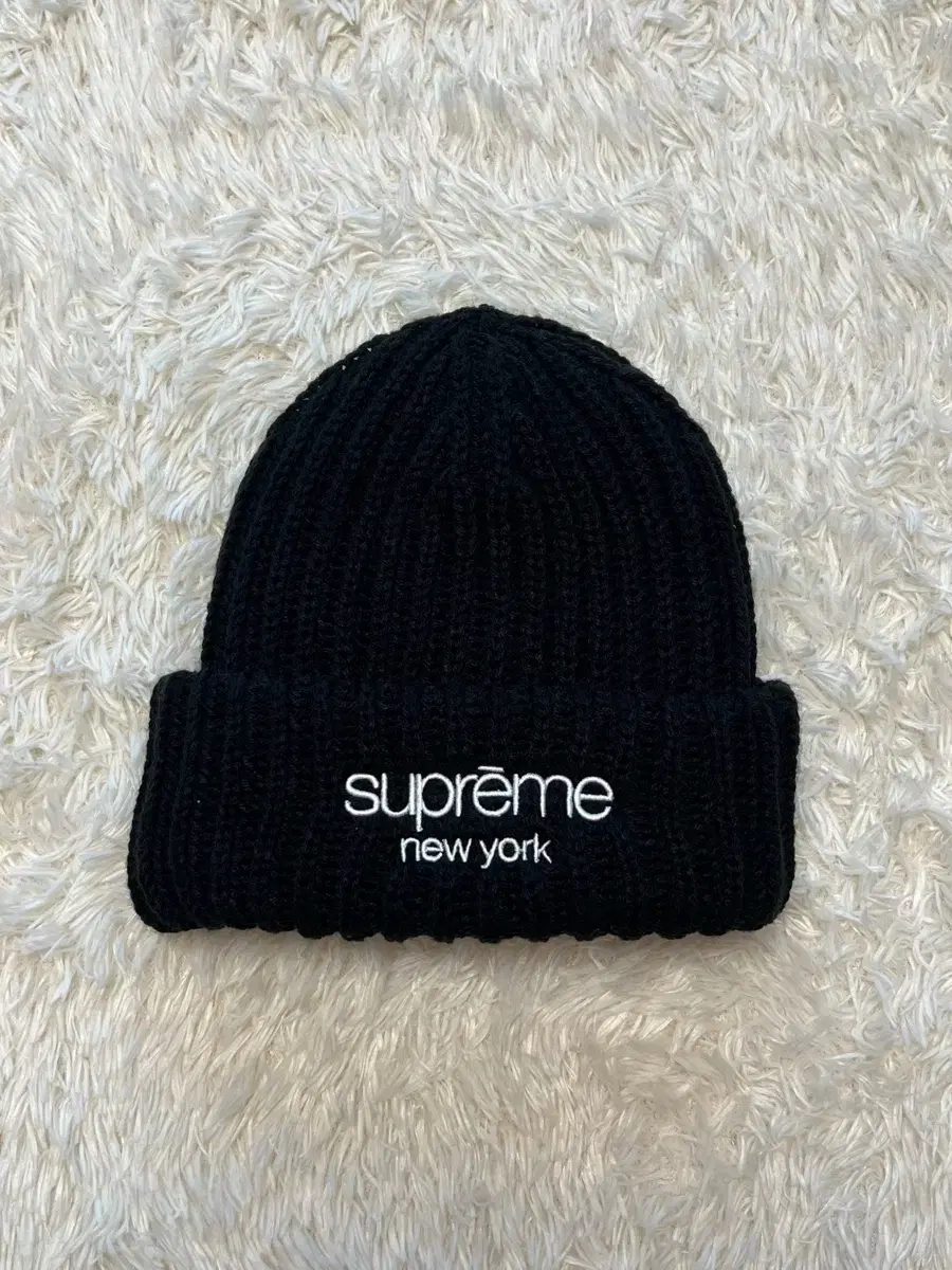 Supreme Classic Logo Chunky Ribbed Beanie Black New for Sale